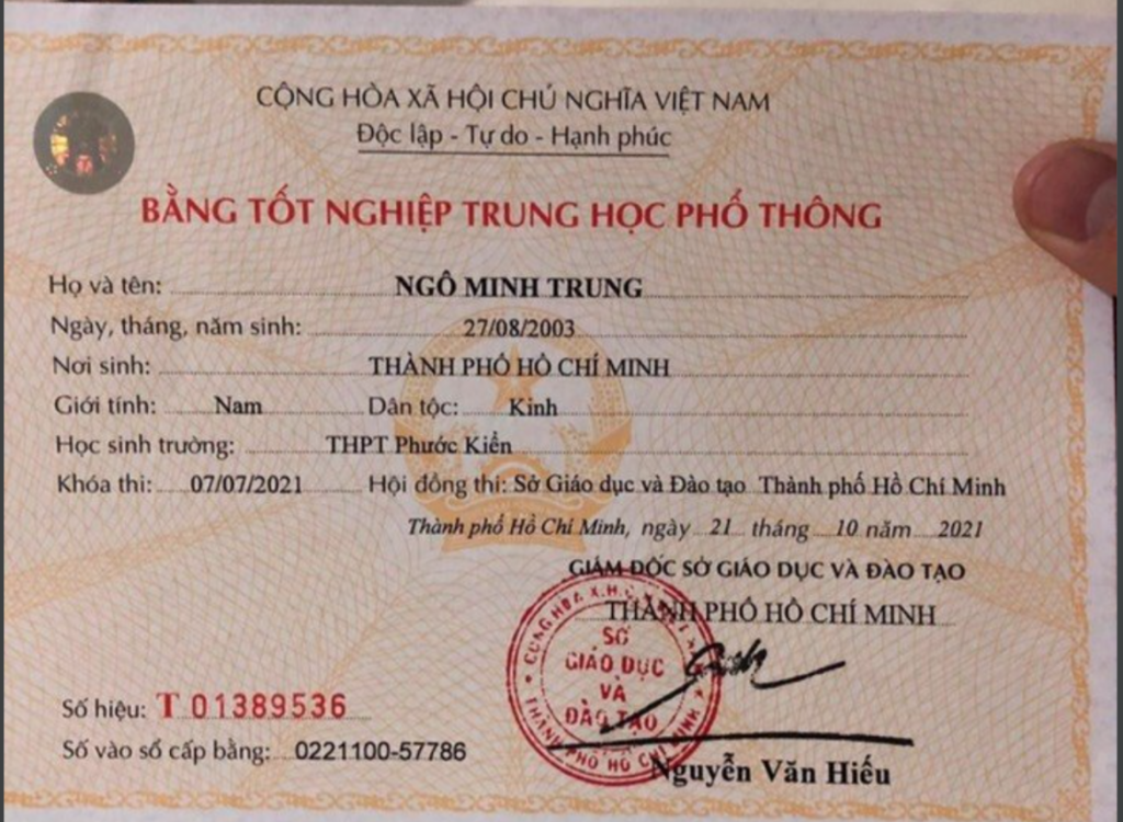Làm bằng cấp 3 có hồ sơ gốc 2023-2024