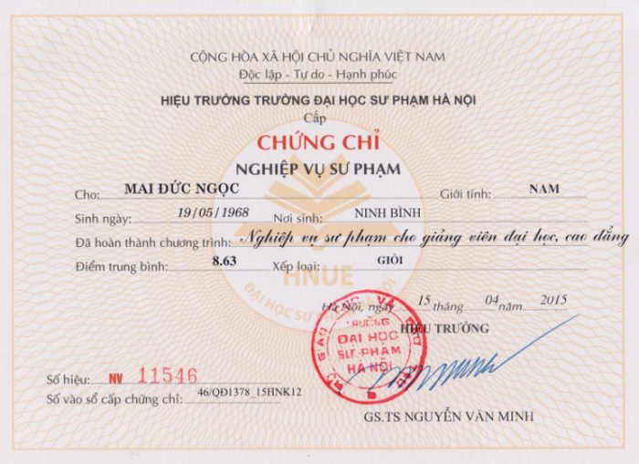 Làm chứng chỉ nghề tại Vĩnh Phúc 2020