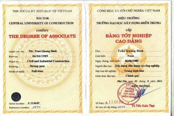 Làm bằng cao đẳng có hồ sơ