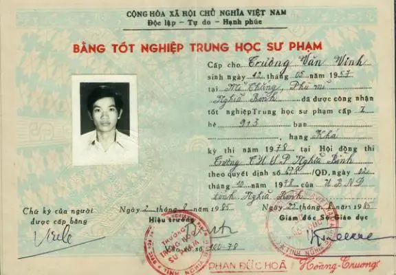 Làm bằng cấp 3 mẫu bằng năm 1985