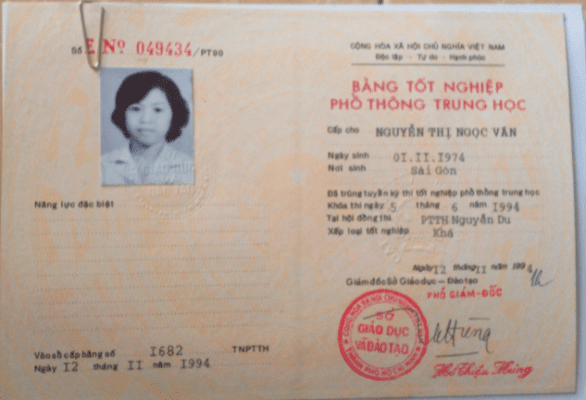 Làm bằng cấp 3 mẫu bằng tốt nghiệp THPT năm 1994