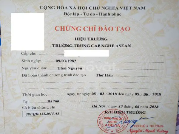 Dịch vụ làm chứng chỉ nghề hàn