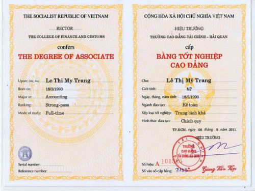 Hình ảnh làm bằng cao đẳng uy tín